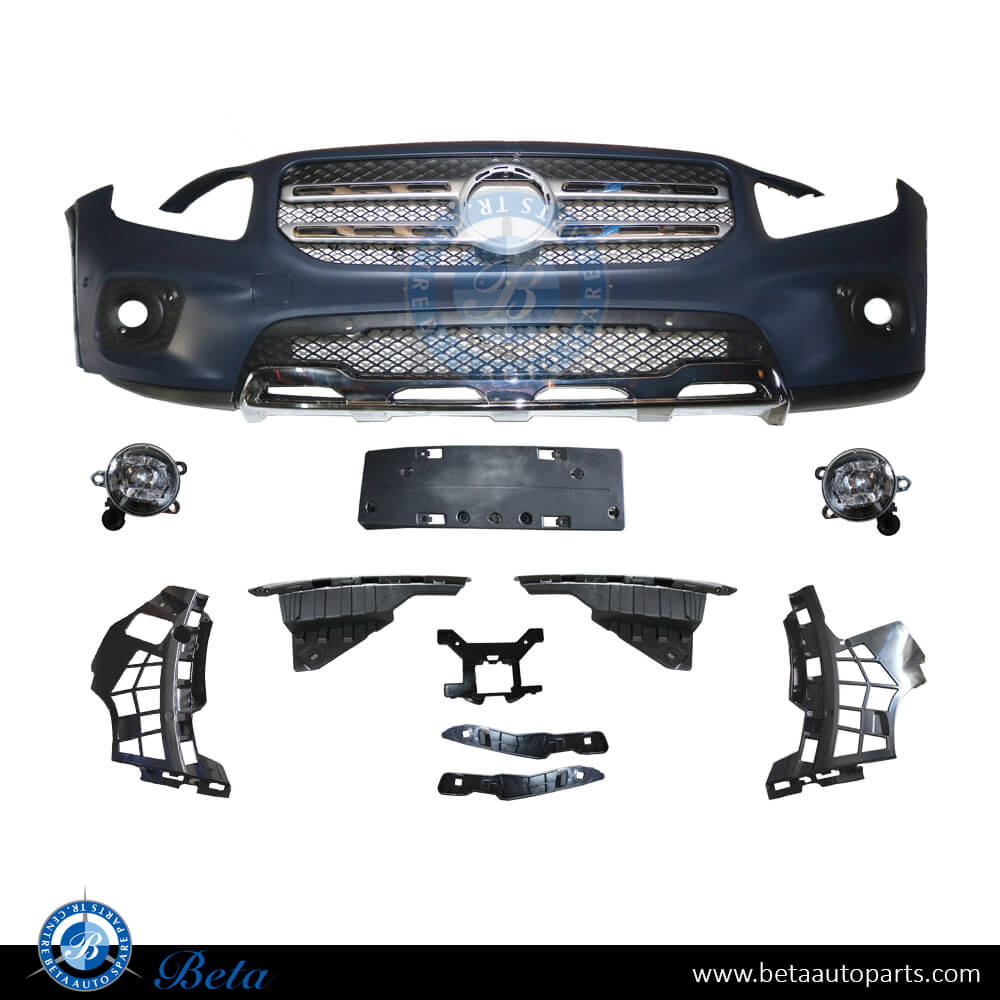 Front Bumper Assembly Basic with Park Assist with Fog Lamp for Mercedes GLB-Class X247 2020-Up models, Part Number 2478806506 Front Bumper Assembly Basic with Park Assist with Fog Lamp for Mercedes GLB-Class X247 2020-Up models, Part Number 2478806506